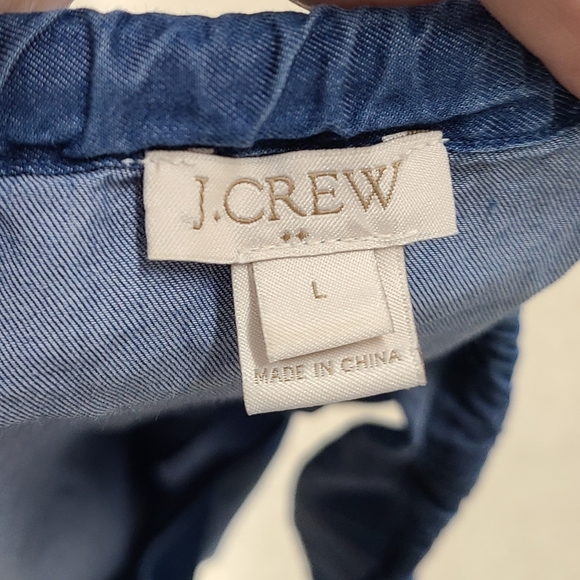 J Crew Chambray Off Shoulder Top size large Jean Denim - Picture 7 of 9
